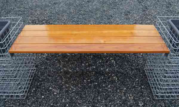 Trädgårdsbänk Teak 3 Blomkorgar 205x37cm 60cm Hög Maskstorlek 5x5cm